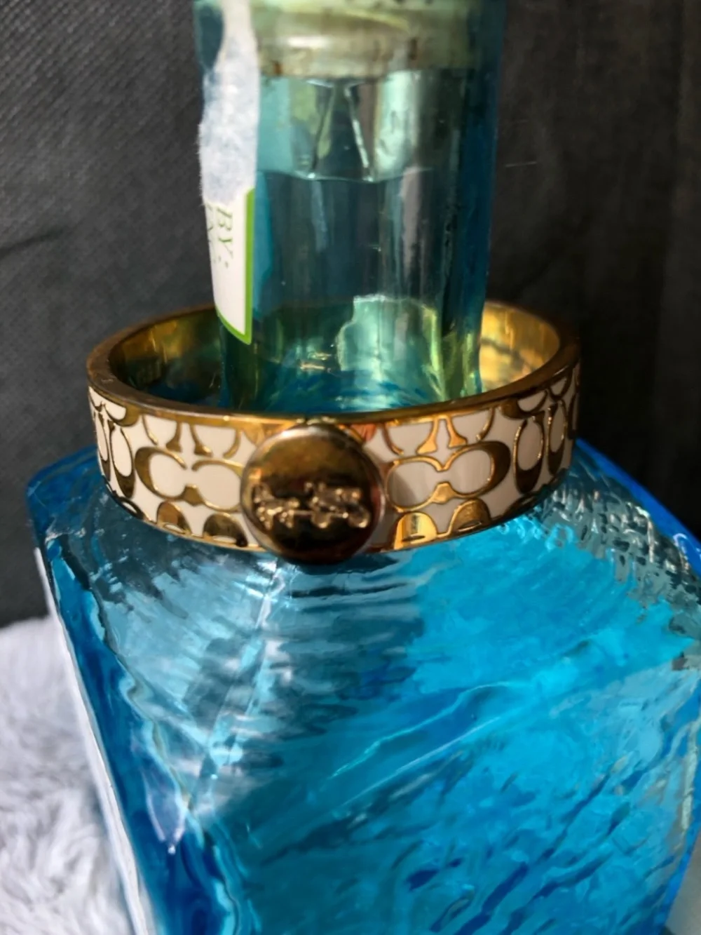 Coach C Signature Gold-Tone Enamel Bangle Pair in Black and Cream - Picture 3 of 12